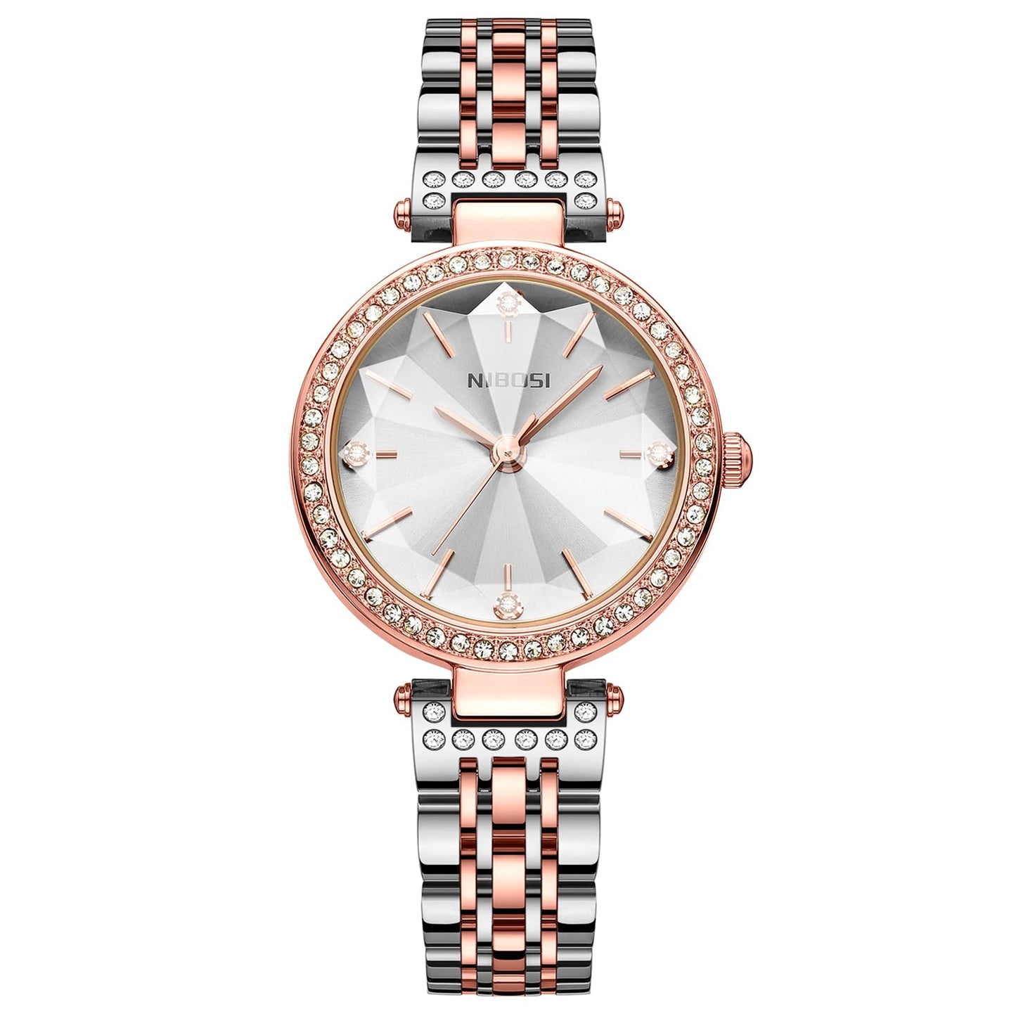 NIBOSI Women Stainless Steel Watches Analog Rose Gold Band and Square Dial Women's Watch for Girls&Miss&Ladies Diamond Studded with Stylish Watches Waterproof