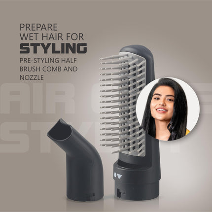 Havells 1000 Watts Air Care Volumizer Hair Dryer | Pre-Styling Half Brush, Stylish Curlers, Smoothening Roller Brush | Suitable For All Hair Types | Black | Hc4085 