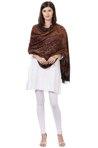 Pashtush Women's Kashmiri Woolen Shawl, Jacquard palla, Warm and soft, Faux Pashmina