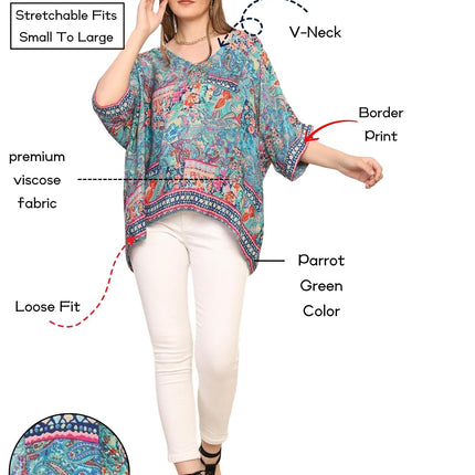 KE KANHA EXPORTS top Stylish Women Tops Multi-Neck Option-Round,v-Neck,Boat Neck Loose fit Variety of Sleeves Tops Boho Floral Western top fit to All Women Shape