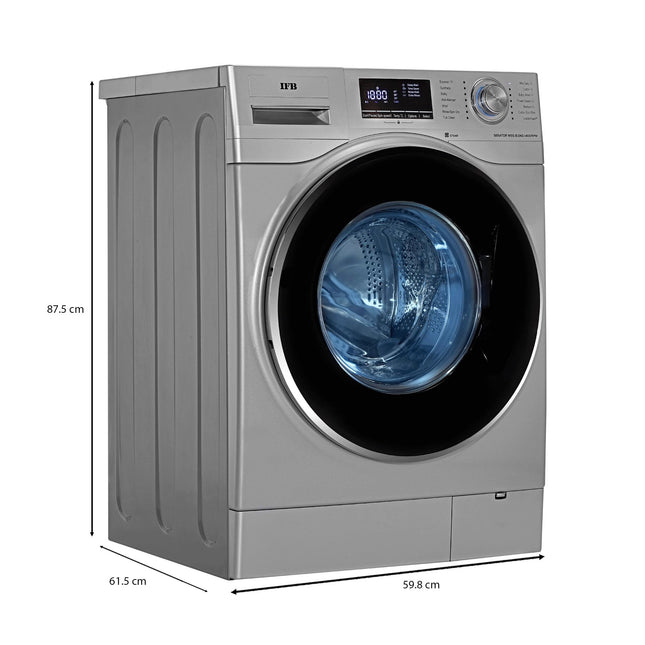 IFB 8 Kg 5 Star AI Powered Fully Automatic Front Load Washing Machine Steam Refresh (SENATOR WSS 8014, Silver, In-built Heater, 4 years Comprehensive Warranty) 