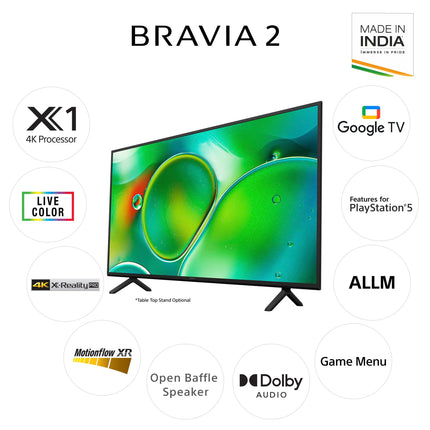 Sony 139 cm (55 inches) BRAVIA 2 4K Ultra HD Smart LED Google TV K-55S25 (Black)