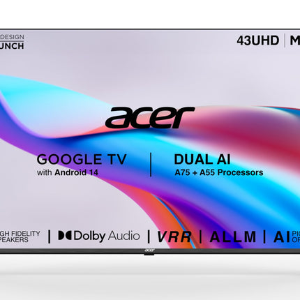 acer 109 cm (43 inches) I Pro Series 4K Ultra HD LED Smart Google TV AR43UDIGU2875AT (Black) 