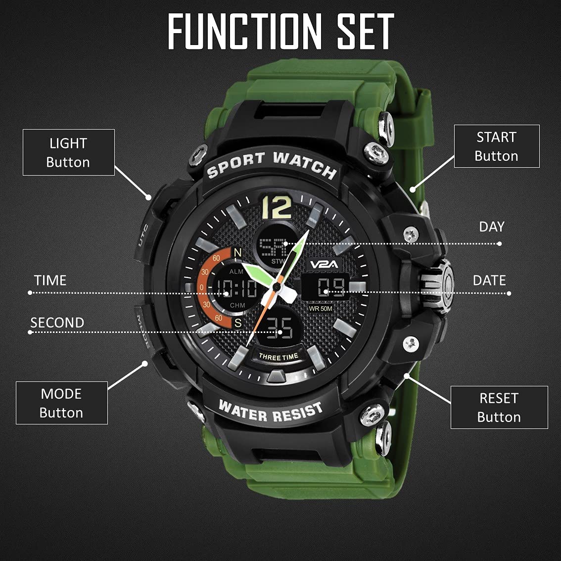 V2A Chronograph Analogue and Digital Sports Watch for Men | Watch for Men | Wrist Watch for Men | Mens Watch | Watch