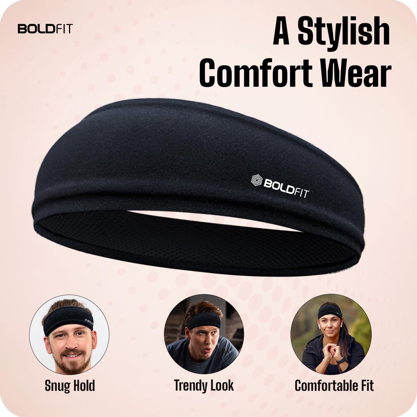 Boldfit Polyester Blend Head Band for Man Sports Head Bandana for Men & Women Gym Hair Band for Men Workout, Running Breathable, Non-Slip & Quick Drying Head Bands for Long Hair