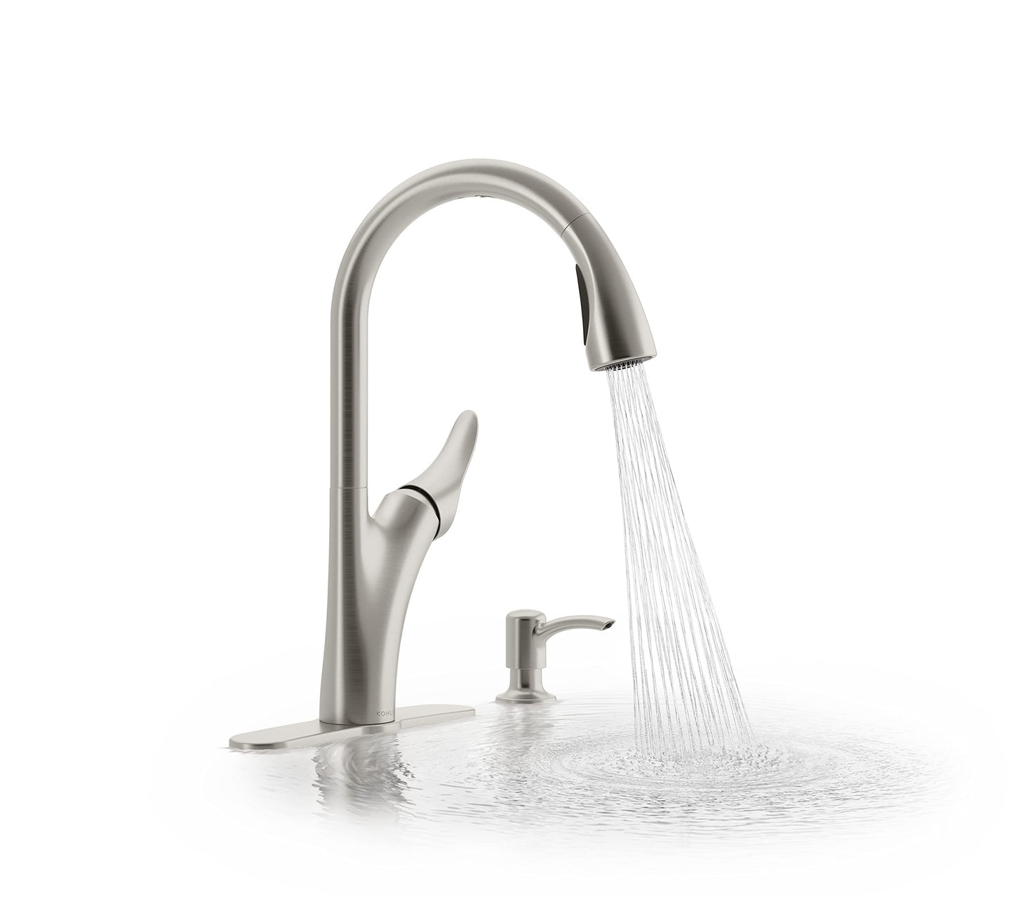 Kohler Emile 26448IN-4-VS Metal Pull-Down Sprayer Kitchen Faucet, Sweep Spray with Multi-function Docking Spray Head Technology (Vibrant Stainless Steel Finish)