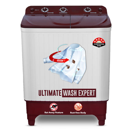 Power Guard 7 kg 5 Star Semi-Automatic Top Loading Washing Machine Appliance (2024 Model,PG70WM-BG-OP, Burgundy, Powerful Motor, Effective Wash Pulsator,Air Turbo Drying,1380 RPM & Castors) 