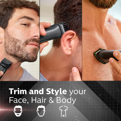 Philips India's No.1 Men's Trimmer | Self Sharpening Blades | Single Stroke Grooming I 9 in1 Face, Nose and Body I 3 year warranty | Powerful motor | No Oil Needed I 60 min runtime I MG3710/65