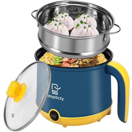 Diamond World 1.8 Litre Electric Multi Cook Kettle Cooker 600W Inner Non-Stick with Stainless Steel Steamer Glass Lid Base Cooking Pot Noodle Maker Egg Boiler hot Pot Vegetable and Rice & Pasta Travel 