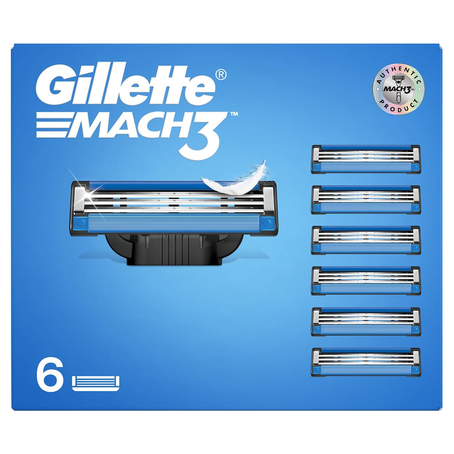 Gillette Mach 3 Shaving Blades- Pack Of 6 (Cartridges) | Razor blades for men | Value Pack for upto 6 months of shaving | Anti-friction Blades for a comfortable shave & sensitive skin