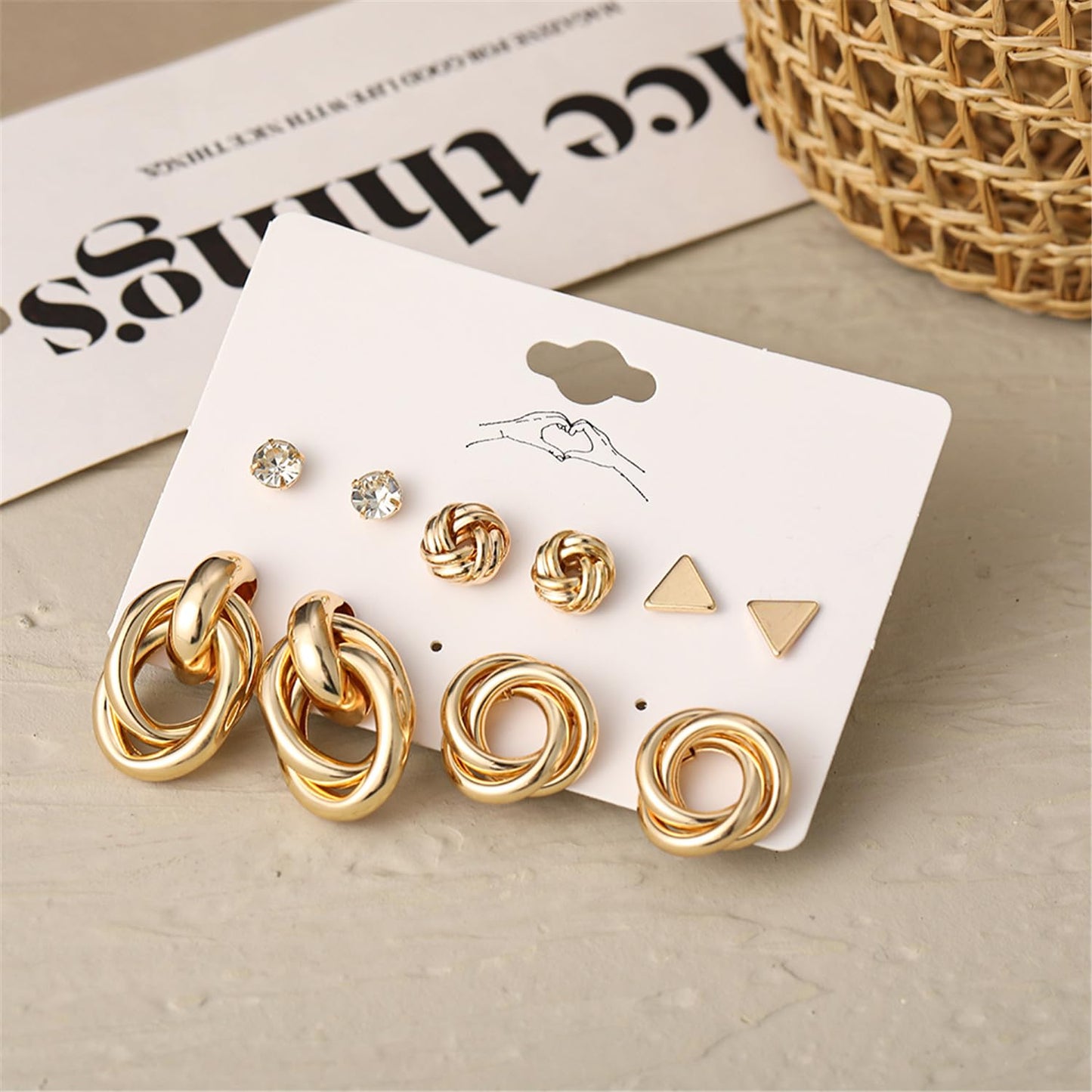 Shining Diva Fashion 11 Pairs Combo Set Celebrity Inspired Latest Trendy Stylish Gold Plated Geometric Twist Pearl Hoop Dangle Earrings for Women and Girls