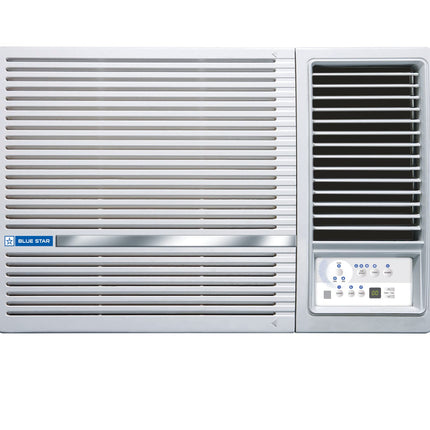 Blue Star 1.5 Ton 3 Star Fixed Speed Window AC (Copper, Turbo Cool, Fan Modes-Auto/High/Medium/Low, Hydrophilic Blue Fins, Dust Filters, Self-Diagnosis, 2024 Model, WFD318L, White) 