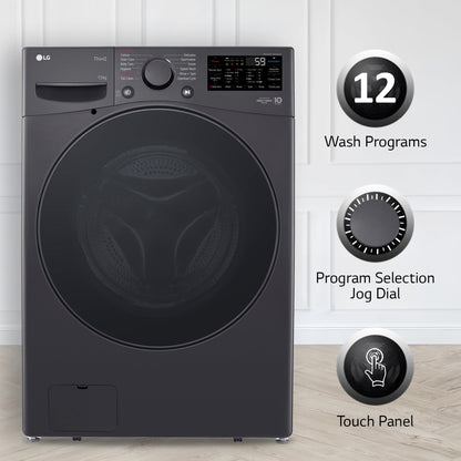 LG 7 Kg, 5 Star, Direct Drive Technology, Steam Wash, 6 Motion DD, Smart Diagnosis, Fully-Automatic Front Load Washing Machine (FHM1207SDM, Allergy Care, In-Built Heater, Touch Panel, Middle Black)