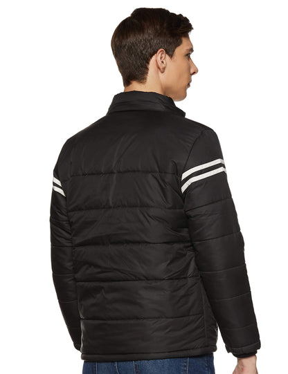 Men's Regular Fit Quilted Bomber Jacket with Detachable Hood - Winter Warm, Insulated Lining, Ribbed Cuffs, and Stylish Design