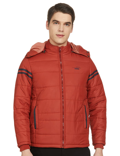 Men's Regular Fit Quilted Bomber Jacket with Detachable Hood - Winter Warm, Insulated Lining, Ribbed Cuffs, and Stylish Design