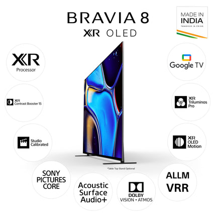 Sony BRAVIA 8 Series 139 cm (55 inches) 4K Ultra HD AI Smart OLED Google TV K-55XR80 (Black)