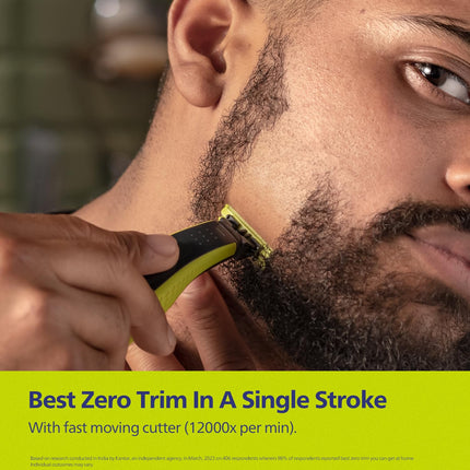 Philips OneBlade Hybrid Trimmer & Shaver | Zero Trim in One Stroke | 2x Powerful Motor | No Skin Irritation as Blade Never Touches Skin| Dual Protection Technology | Designed for Alpha Men | QP2724/10 