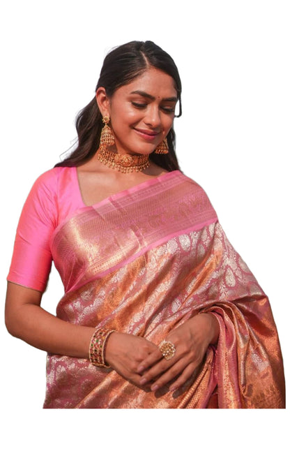 SGF11- Women's Kanjivaram Woven Soft Silk Saree With Blouse Piece