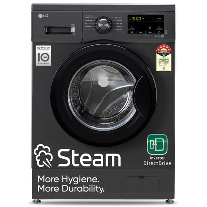 LG 7 Kg, 5 Star, Direct Drive Technology, Steam Wash, 6 Motion DD, Smart Diagnosis, Fully-Automatic Front Load Washing Machine (FHM1207SDM, Allergy Care, In-Built Heater, Touch Panel, Middle Black)