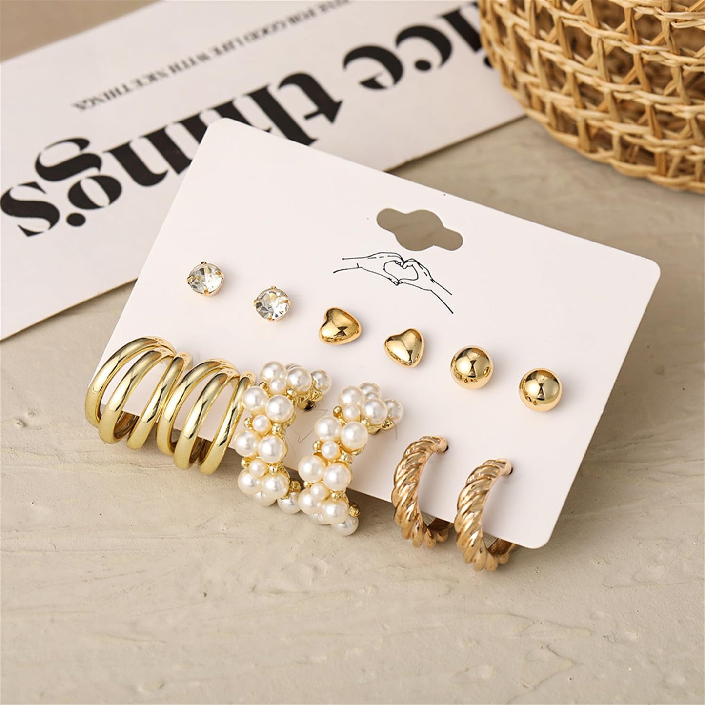 Shining Diva Fashion 11 Pairs Combo Set Celebrity Inspired Latest Trendy Stylish Gold Plated Geometric Twist Pearl Hoop Dangle Earrings for Women and Girls