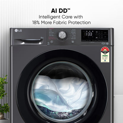 LG 7 Kg, 5 Star, Direct Drive Technology, Steam Wash, 6 Motion DD, Smart Diagnosis, Fully-Automatic Front Load Washing Machine (FHM1207SDM, Allergy Care, In-Built Heater, Touch Panel, Middle Black)