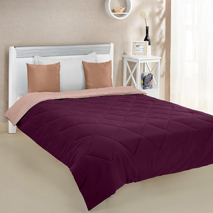 Amazon Brand - Solimo Microfibre Reversible Comforter,Single(Plum Purple And Moody Mauve,300 Gsm),tc-200 | TC - 200