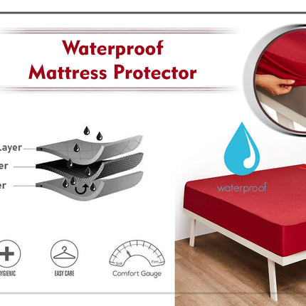 Mattress Protector 100% Waterproof Premium Cotton Feel Mattress Protector Single Size 78x36 Inch|Ultra Soft Breathable & Hypoallergenic Fitted Bed Protector Terry Cover(6.5x3 feet, Grey)