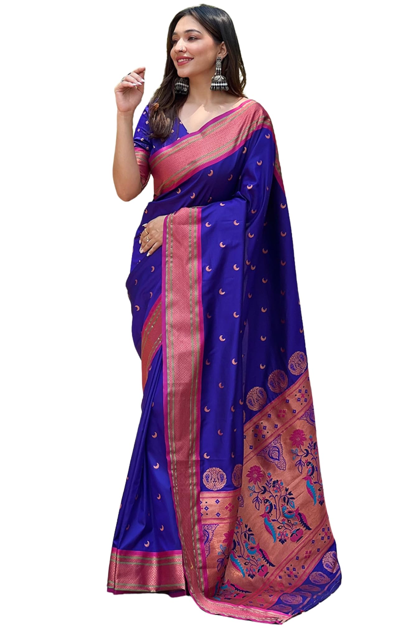 SGF11 Women's Kanjivaram Paithani Soft Silk Saree With Unstitched Blouse Piece