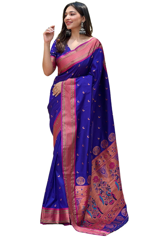 SGF11 Women's Kanjivaram Paithani Soft Silk Saree With Unstitched Blouse Piece