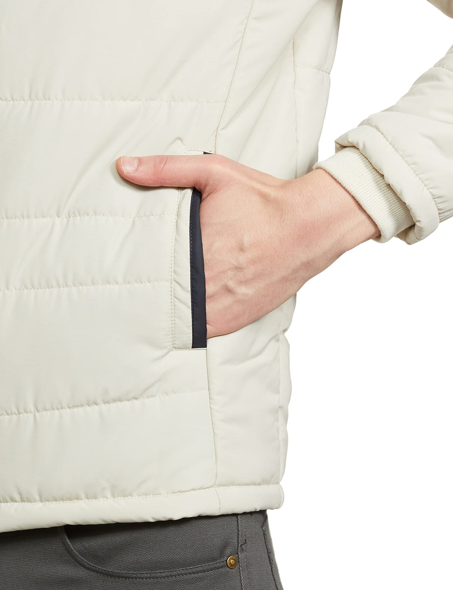 Men's Regular Fit Quilted Bomber Jacket with Detachable Hood - Winter Warm, Insulated Lining, Ribbed Cuffs, and Stylish Design