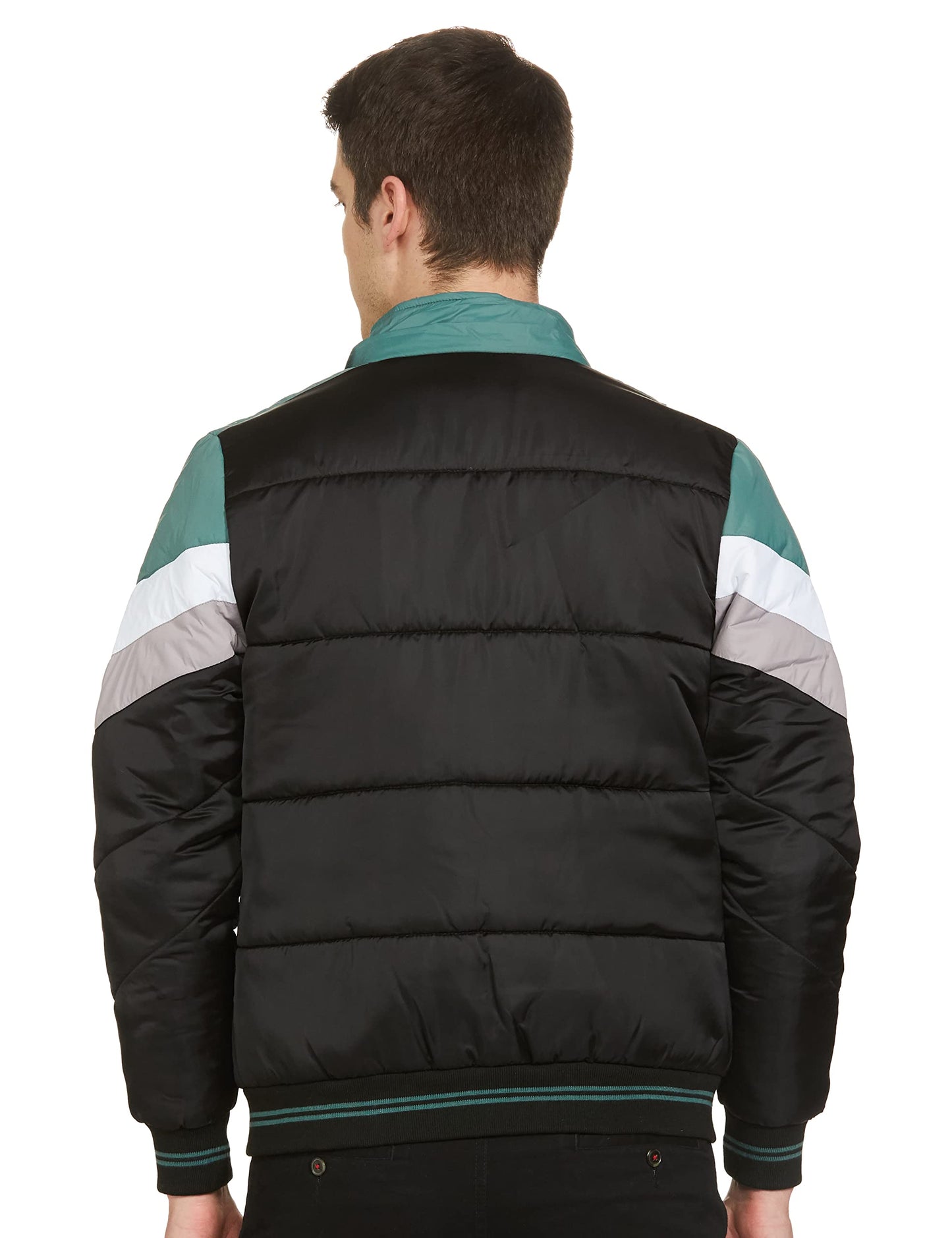 Men's Regular Fit Quilted Bomber Jacket with Detachable Hood - Winter Warm, Insulated Lining, Ribbed Cuffs, and Stylish Design