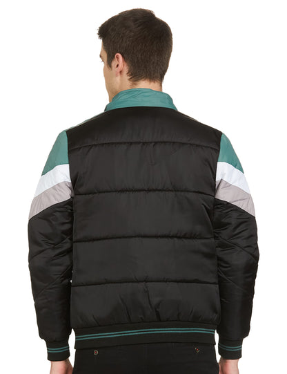 Men's Regular Fit Quilted Bomber Jacket with Detachable Hood - Winter Warm, Insulated Lining, Ribbed Cuffs, and Stylish Design