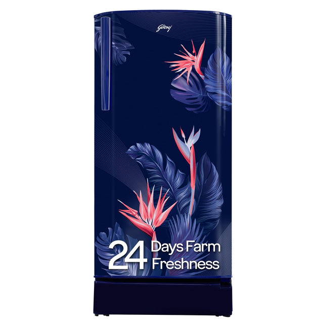 Godrej 183 L 3 Star Farm Fresh Crisper Technology With Jumbo Vegetable Tray Direct Cool Single Door Refrigerator(2023 Model, RD R190C THF FR BL, Floral Blue) 