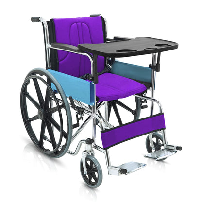 KosmoCare Dura Rexine Wheelchair | Self-Propelled & Attendant Use | Hammered Finish MS Frame | 24" Mag Wheels | Removable Footrests | Foldable Design | Comfortable Rexine Seat | Supports Up to 100 kg