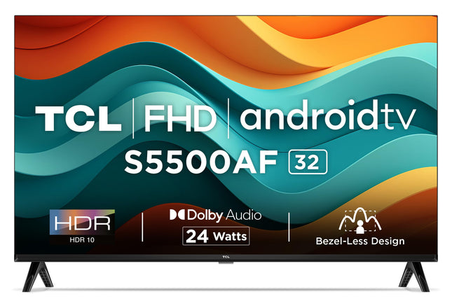 TCL 79.97 cm (32 inches) Metallic Bezel-Less S Series FHD Smart Android LED TV 32S5500AF (Black) 