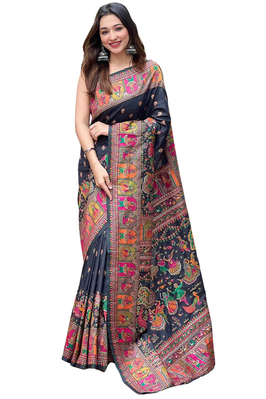 SGF11 Women's Kanjivaram Pure Soft Silk Saree With Unstitched Blouse Piece