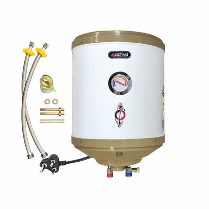 ACTIVA 2 KVA 25 L Storage Geyser ABS Top Bottom, 0.75 mm SS Tank with Temperature Meter Anti Rust Coated Body (IVORY) 