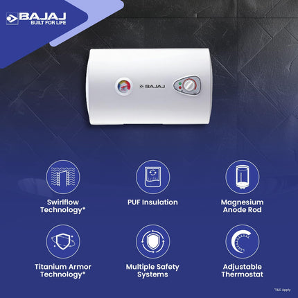 Bajaj Majesty 15GMH Geyser|(RF) 15-Litre 2000-Watt Storage Water Heater|Wall mounting|White 