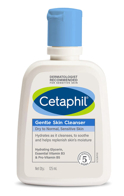 Cetaphil Paraben, Sulphate-Free Gentle Skin Hydrating Face Wash Cleanser with Niacinamide, Vitamin B5 for Dry to Normal, Sensitive Skin - 125 ml