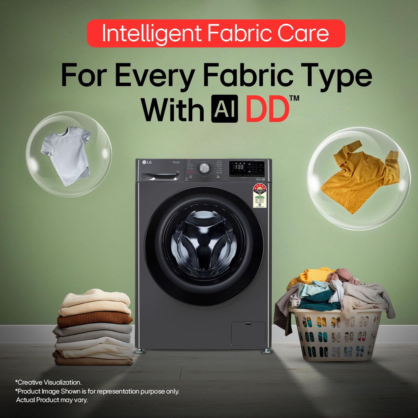 LG 7 Kg, 5 Star, Direct Drive Technology, Steam Wash, 6 Motion DD, Smart Diagnosis, Fully-Automatic Front Load Washing Machine (FHM1207SDM, Allergy Care, In-Built Heater, Touch Panel, Middle Black)