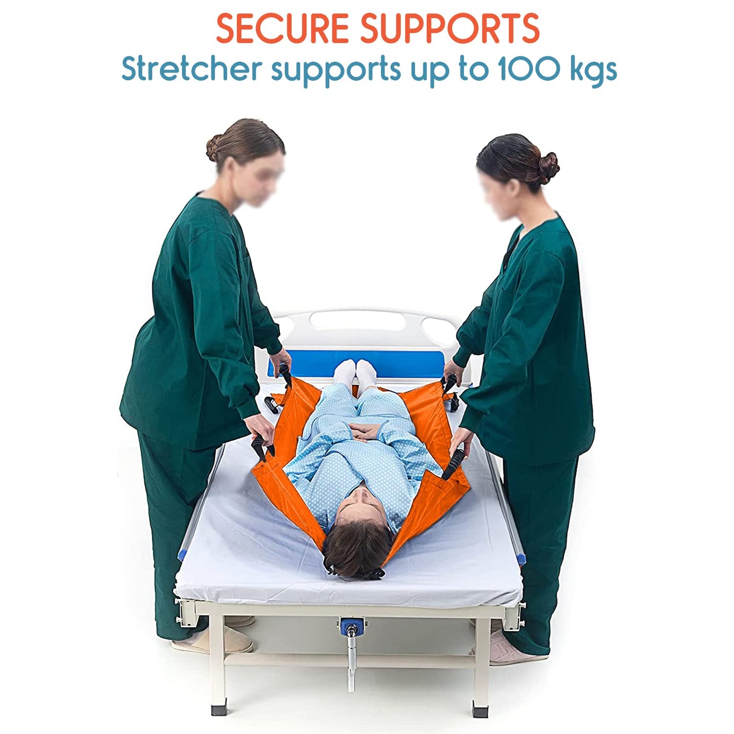 KosmoCare Nylon Foldable Soft Stretcher With Safety Belt, Emergency Portable Stretcher For Patient With Handle & Carrying Case Size 180 Cms X 63 Cms, Orange