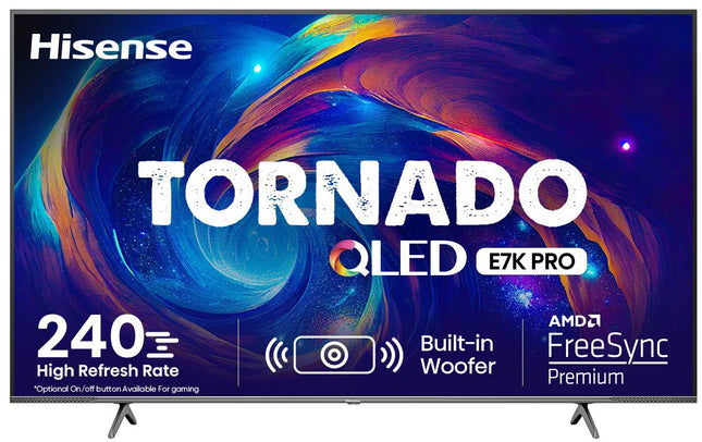 Hisense 164 cm (65 inches) Tornado Series 4K Ultra HD Smart QLED TV 65E7K PRO (Dark Grey) 