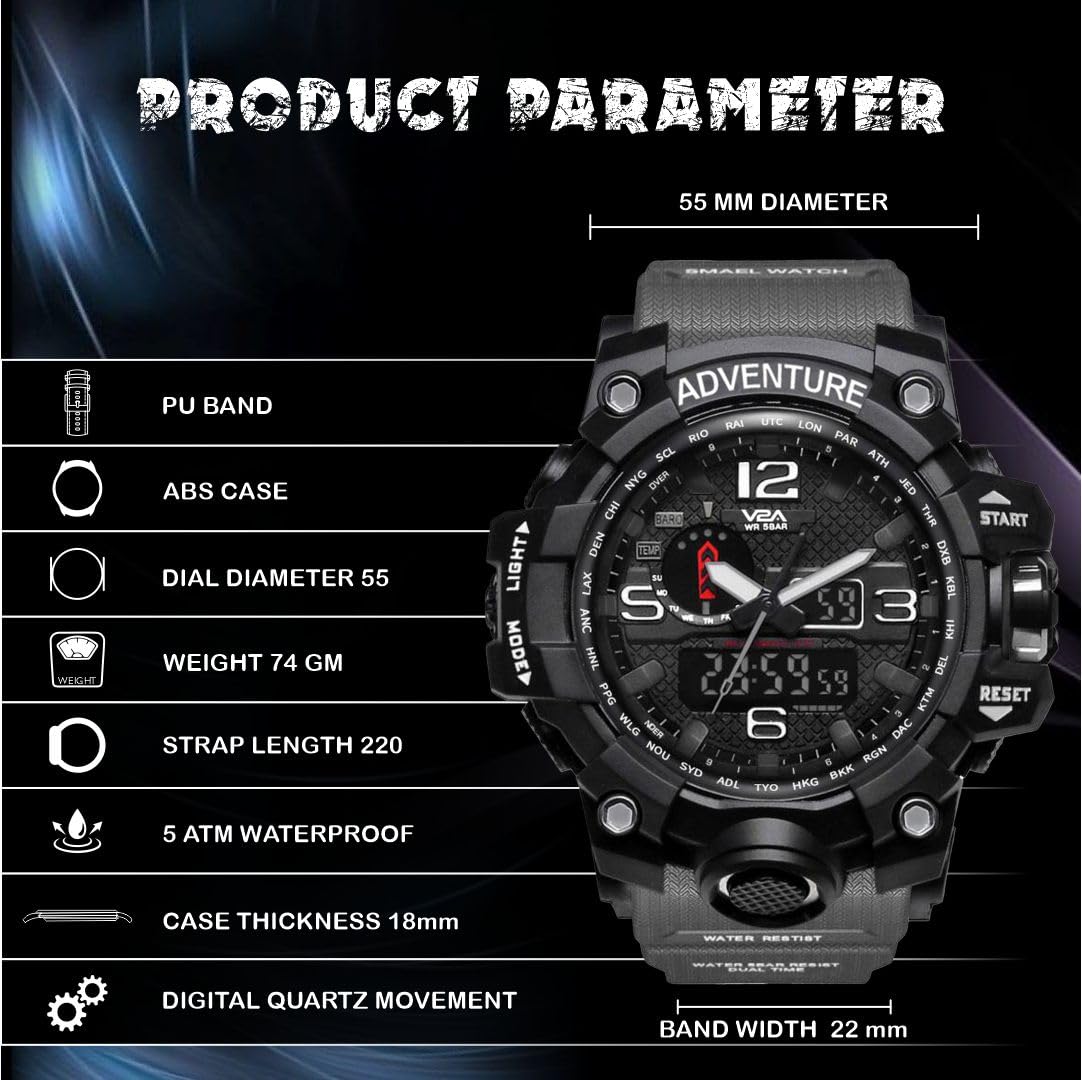 V2A Chronograph Analogue and Digital Sports Watch for Men | Watch for Men | Wrist Watch for Men | Mens Watch | Watch