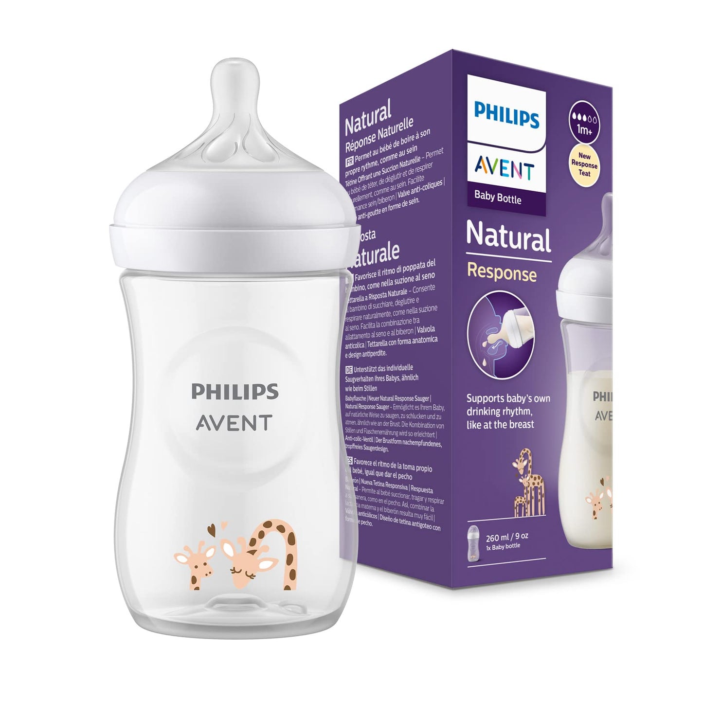 Philips Avent Natural Baby Feeding Bottle | No.1 Brand Recommended by Moms Worldwide | Ideal for 1 months+| Natural Response Technology Mimics Breastfeeding | Uniquely Designed Nipple releases milk only when baby drinks | Pack of 2| SCY903/02