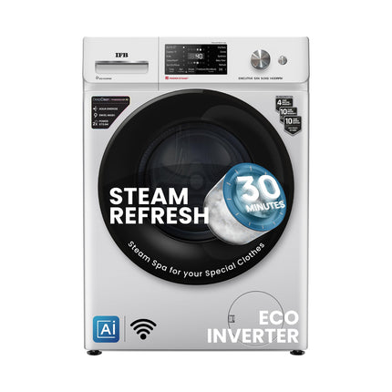 IFB 9 Kg 5 Star Powered by AI with 9 Swirl Wash, WiFi, Fully Automatic Front Load Washing Machine (Executive SXN 9014K, Steam Refresh Program with Eco Inverter, Rich Silver) 