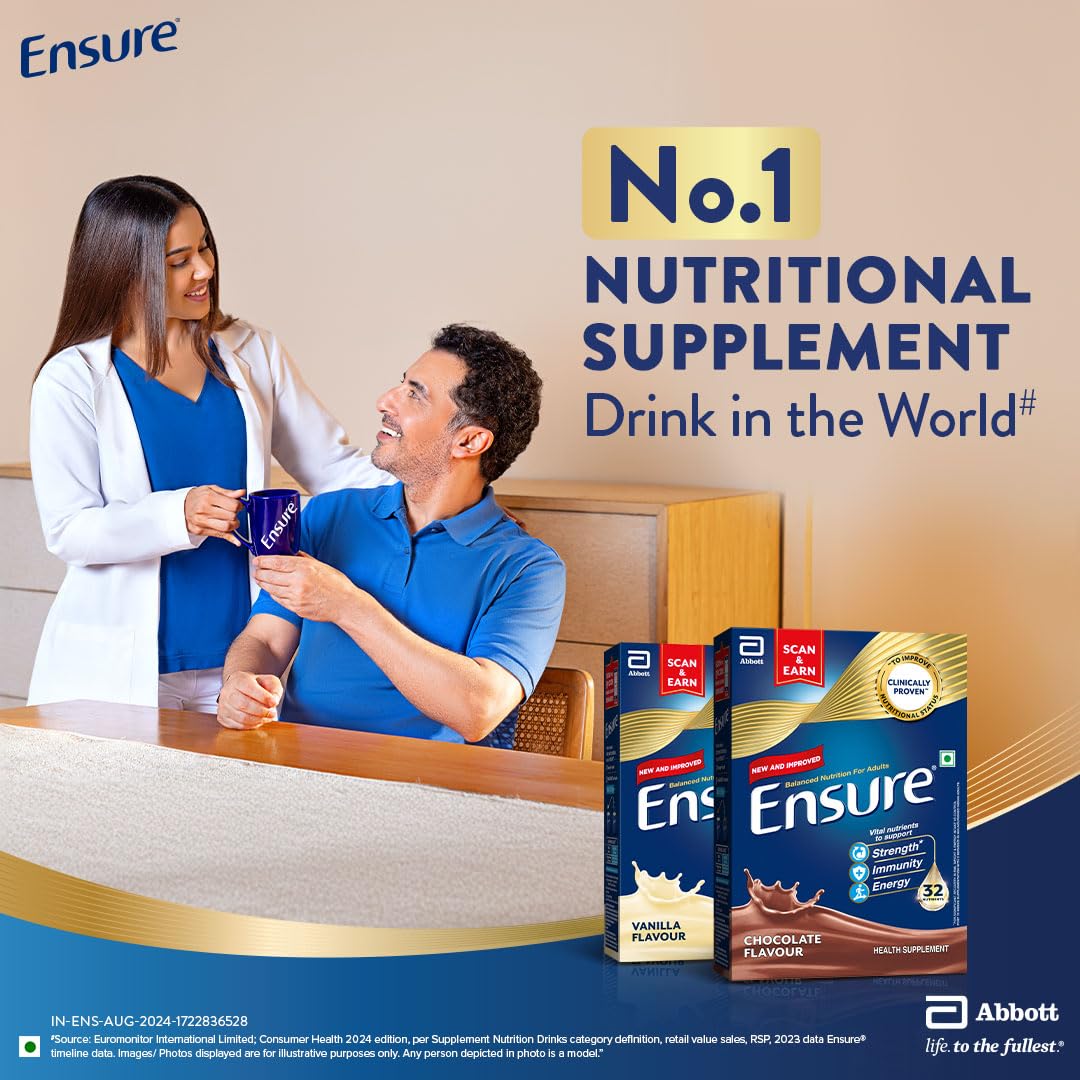 Ensure No 1 Nutritional Supplement Drink in the world|32 nutrients High Protein,Calcium,Vit D|Chocolate400g/375g(Wt may vary)