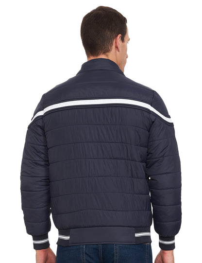 Men's Regular Fit Quilted Bomber Jacket with Detachable Hood - Winter Warm, Insulated Lining, Ribbed Cuffs, and Stylish Design