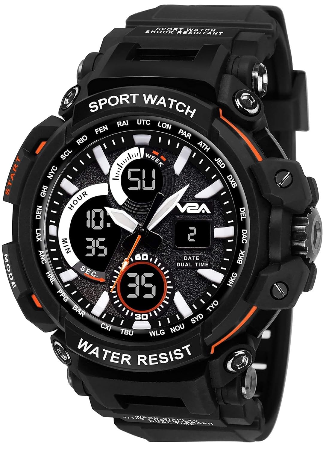 V2A Outdoor Sport Shockproof Led Analogue And Digital Waterproof Chronograph Watch For Men ( Multicolor )