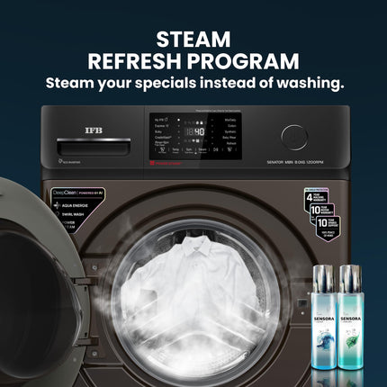 IFB 8 Kg 5 Star Powered by AI with 9 Swirl Wash, WiFi, Fully Automatic Front Load Washing Machine (Senator MBN 8012, Steam Refresh Program with Eco Inverter, Mocha) 