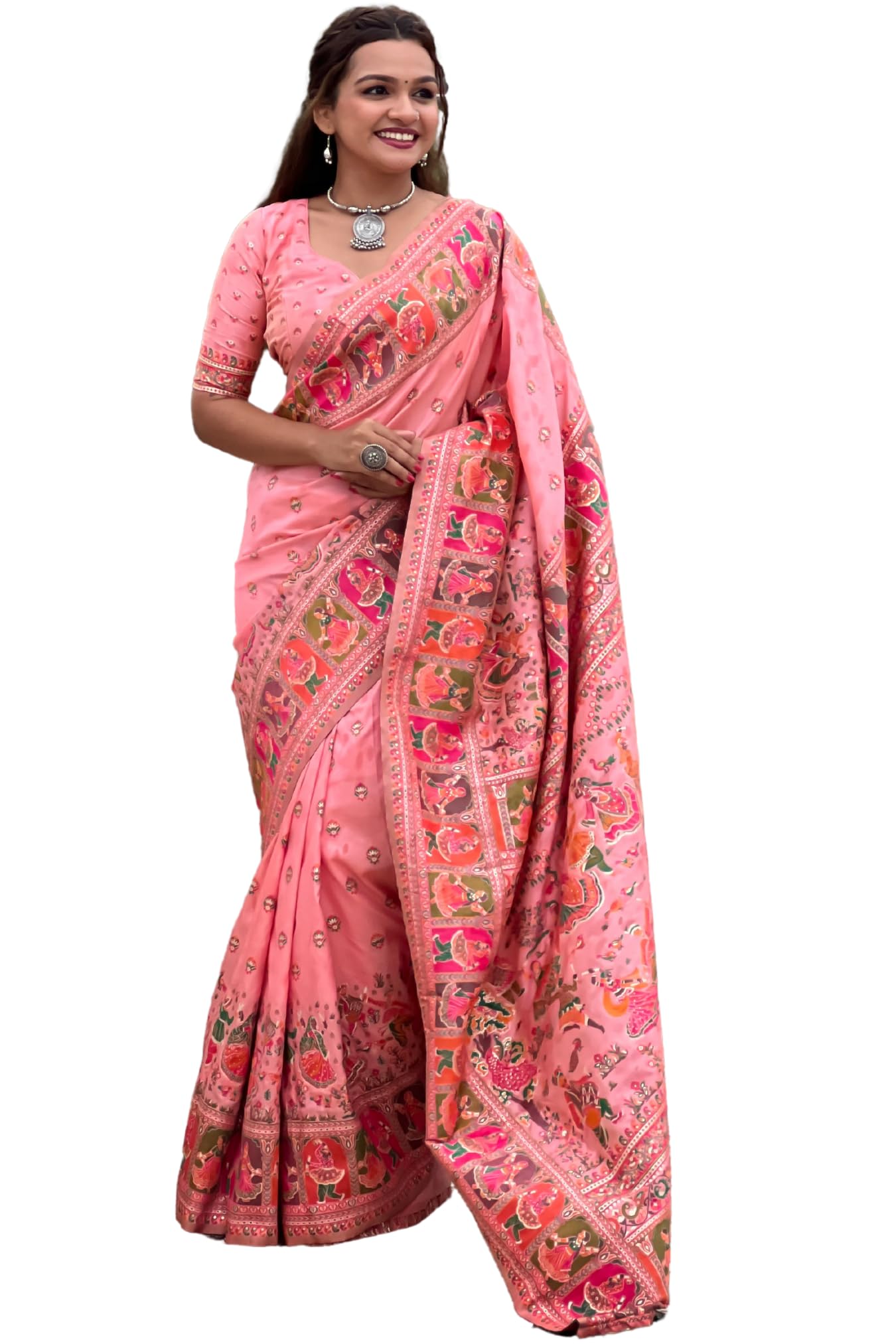 SGF11 Women's Kanjivaram Pure Soft Silk Saree With Unstitched Blouse Piece